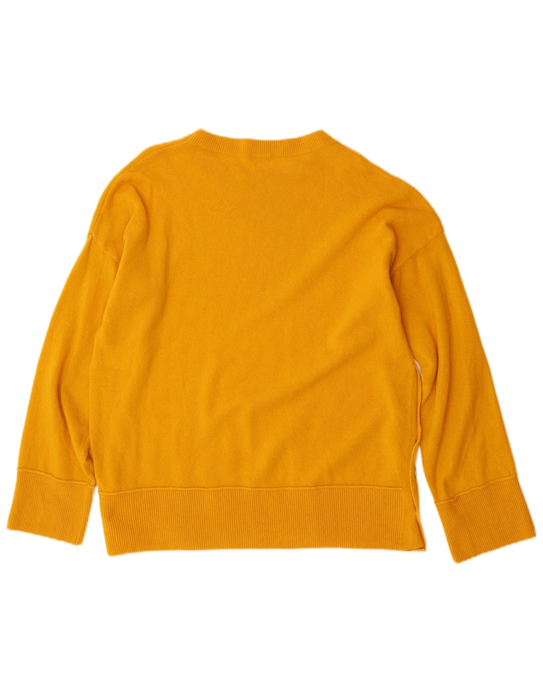 BENETTON Suéter extragrande con cuello redondo para mujer UK 10 Small Lana amarilla