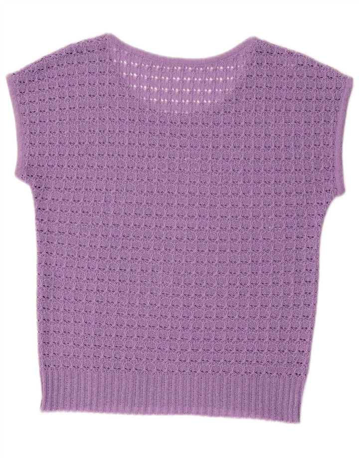 VINTAGE Chaleco de mujer Camiseta sin mangas Reino Unido 14 Púrpura medio