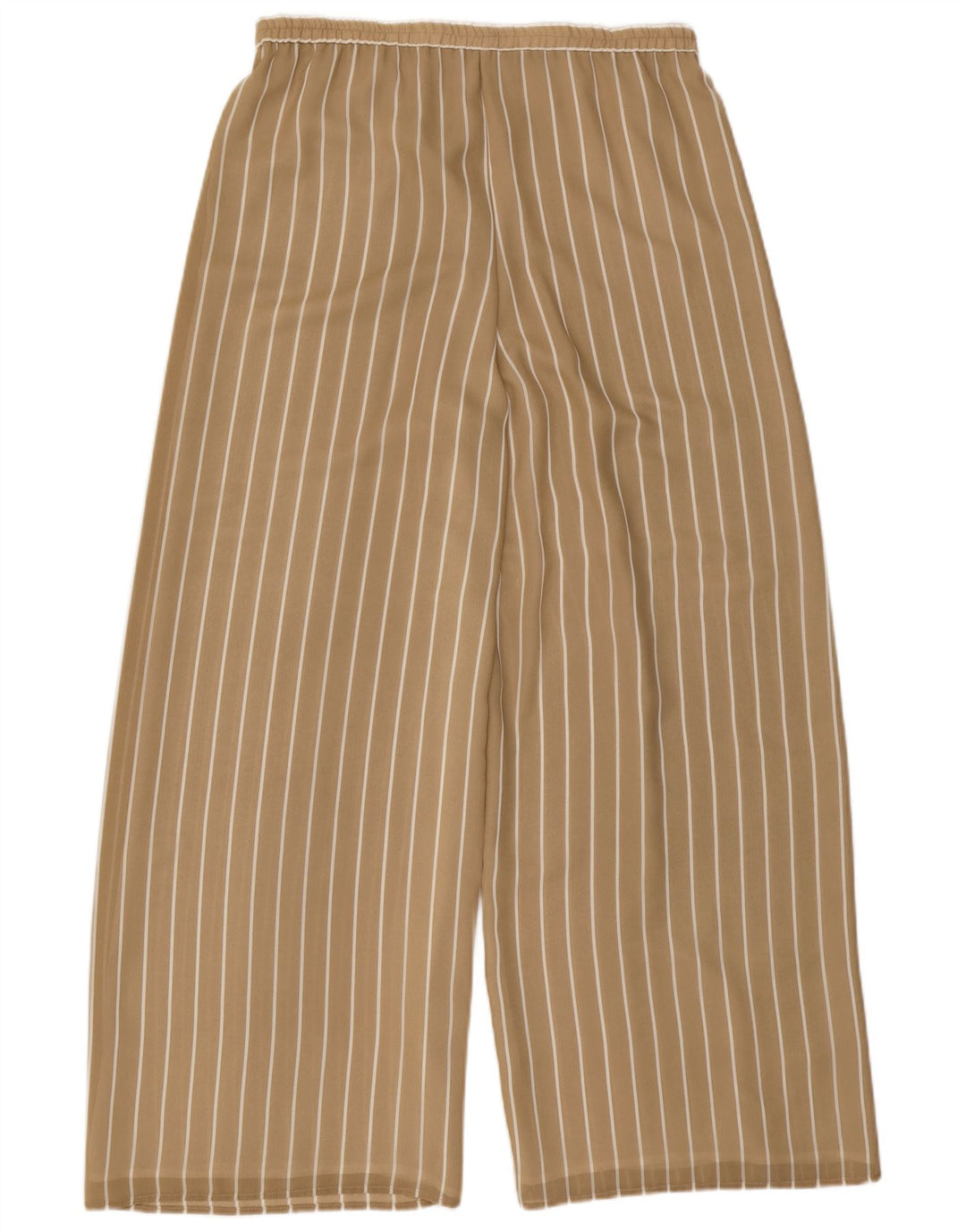 VINTAGE Pantalones casuales de pierna ancha para mujer W32 L31 Poliéster a rayas beige