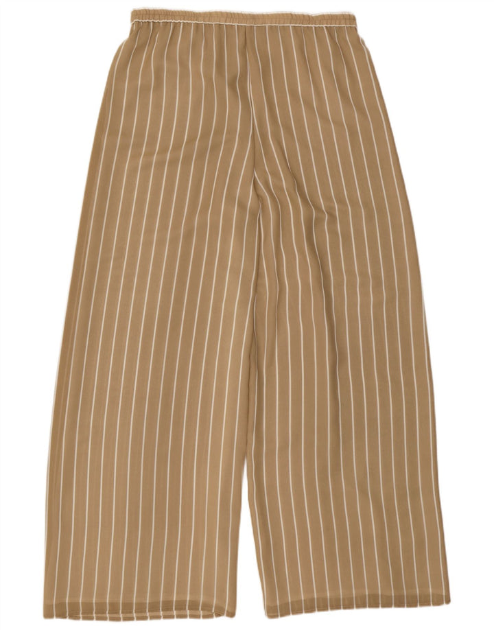VINTAGE Pantalones casuales de pierna ancha para mujer W32 L31 Poliéster a rayas beige
