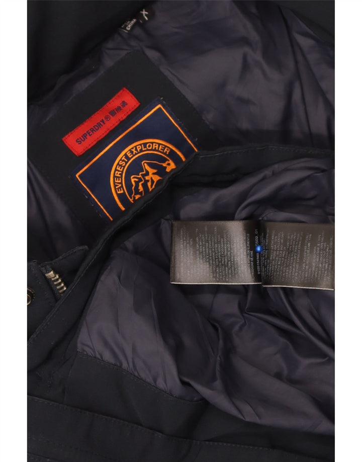 Superdry Chaqueta de esquí con capucha para hombre UK 42 XL Poliéster a cuadros azul marino