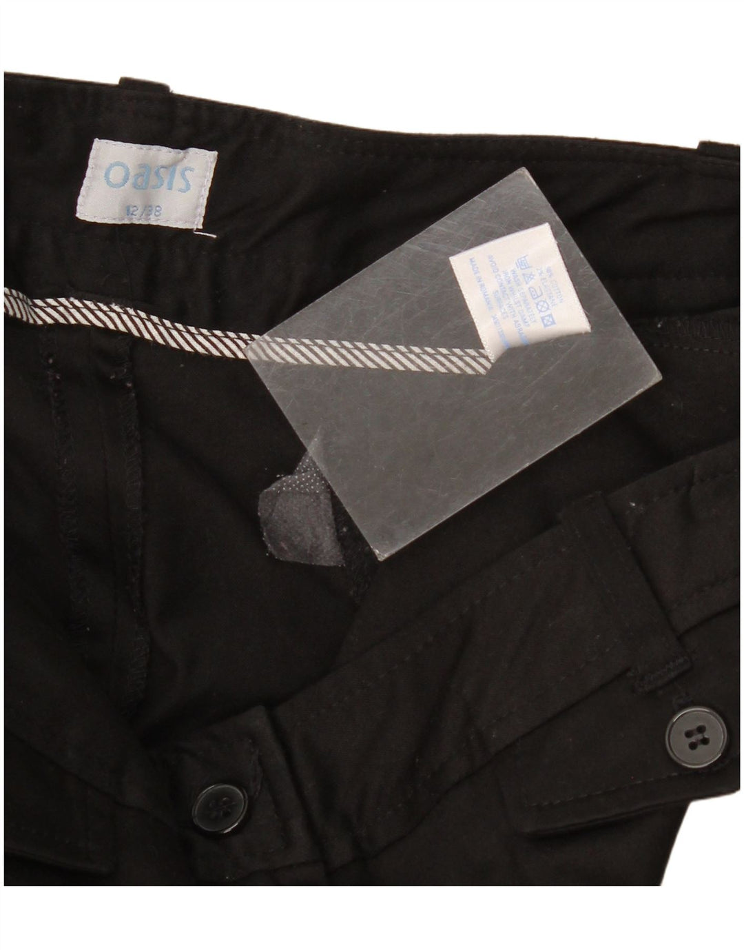 Oasis Pantalones cortos casuales para mujer UK 12 Medium W34 Algodón negro