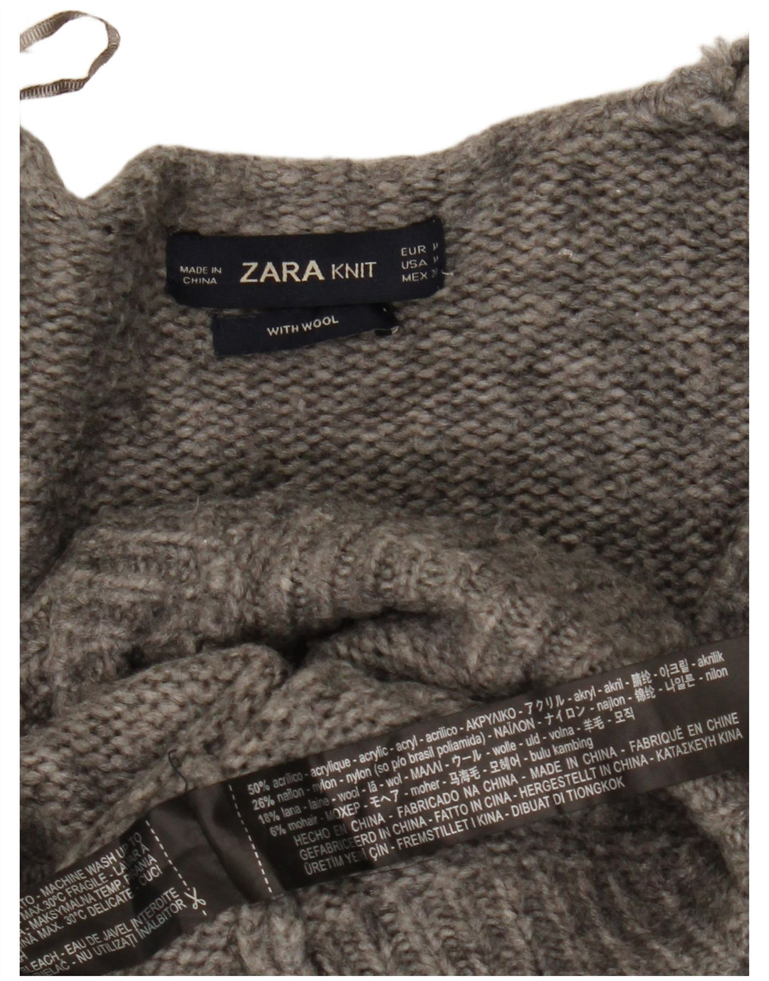 Zara Mujer Cárdigan Suéter Reino Unido 44 Acrílico Moteado Gris Medio