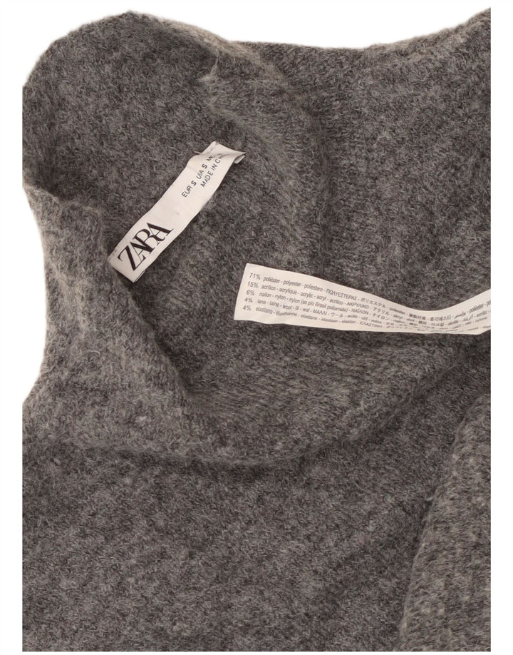 Zara Mujer Vestido Jersey Sin Mangas UK 8 Pequeño Poliéster Gris