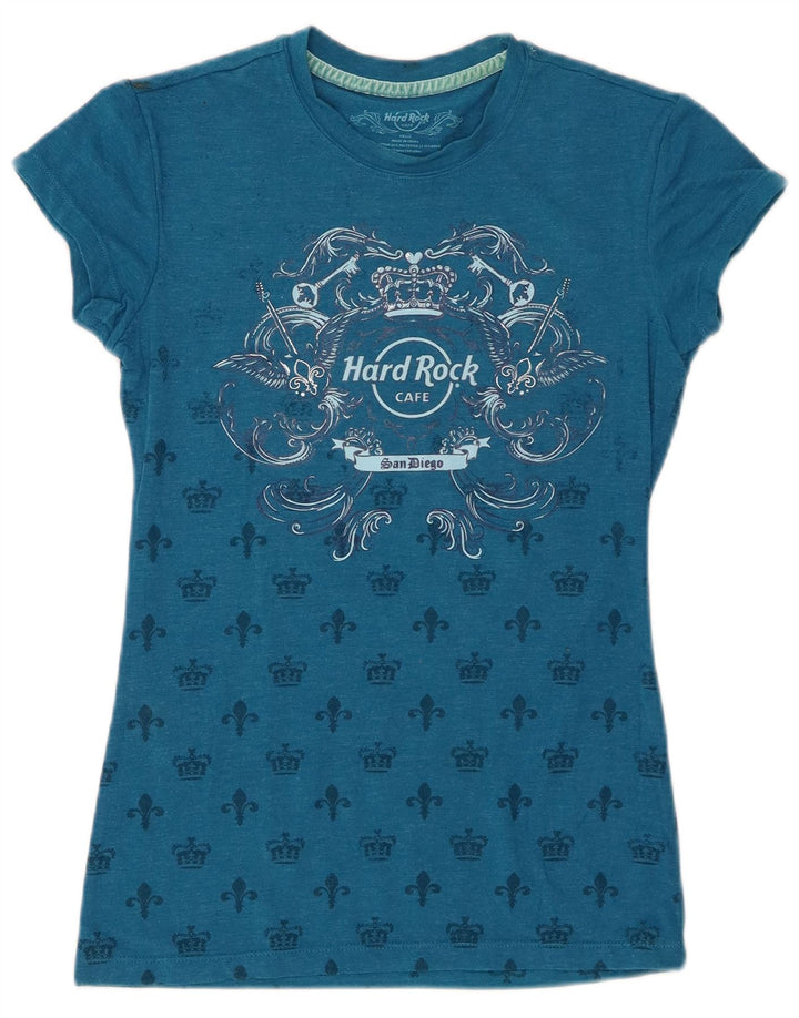 HARD ROCK CAFE Camiseta gráfica San Diego para mujer Top UK 8 Small Blue Cotton