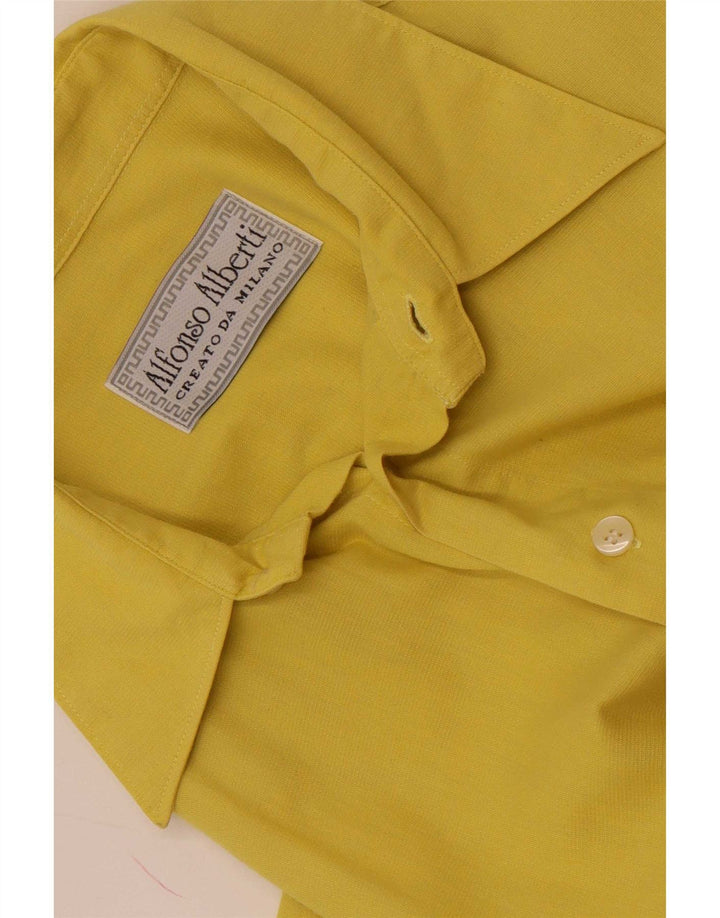 Vintage hombres camisa de manga corta grande amarillo