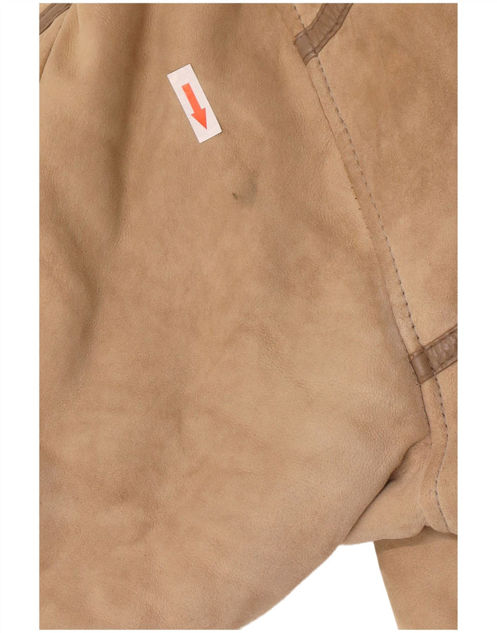 Vintage mujer shearling abrigo Reino Unido 14 marrón medio shearling