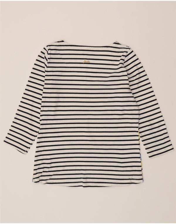 JOULES Top Mujer Manga Larga UK 10 Small Blanco Rayas Algodón