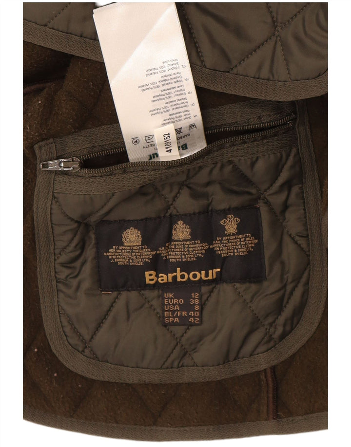 BARBOUR Chaleco acolchado para mujer UK 12 Mediano Caqui Poliamida