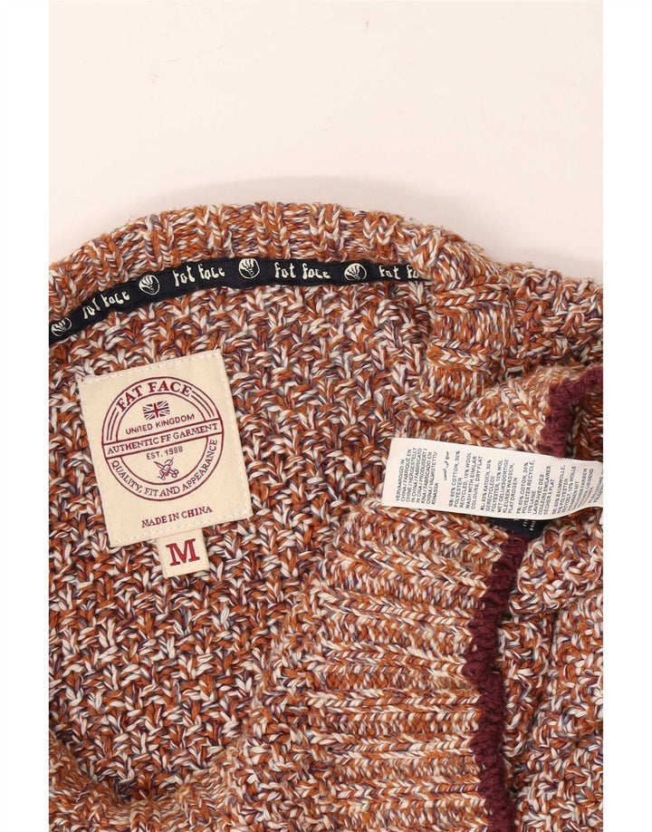 Jersey de hombre con cuello redondo de Fat Face de algodón moteado en marrón medio