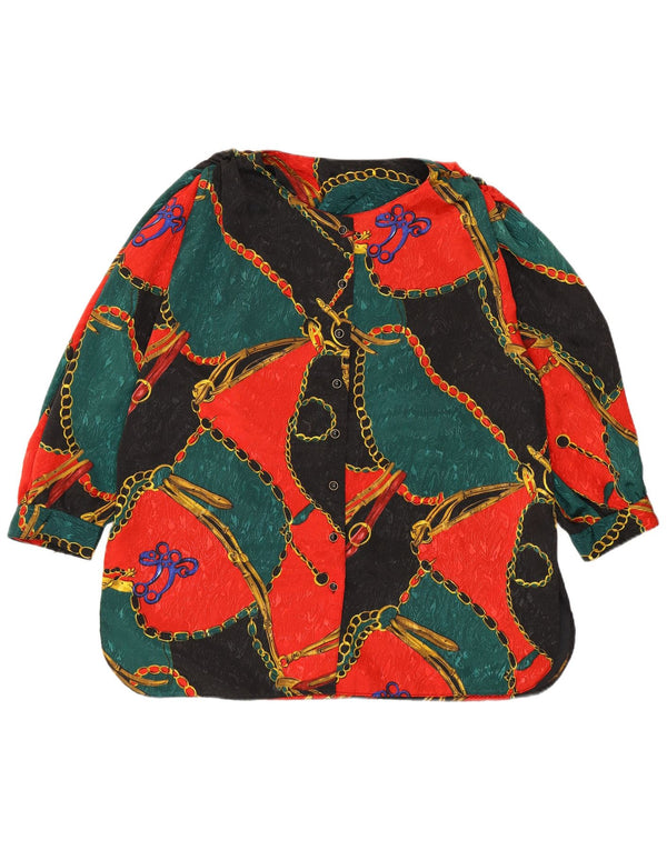 VINTAGE Mujer Patrón Abstracto Camisa Blusa UK 18 XL Multicolor