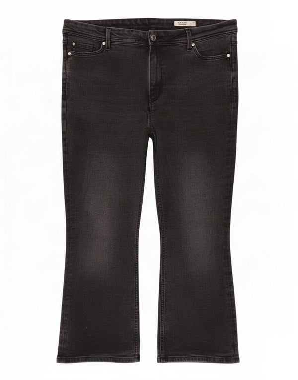 Marks & Spencer Vaqueros recortados ajustados acampanados para mujer UK 18 XL W36 L24 Negro