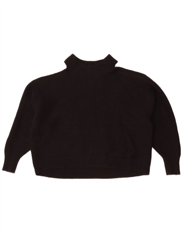 Zara Mujer Suéter De Cuello Alto De Gran Tamaño UK 44 Mediano Negro