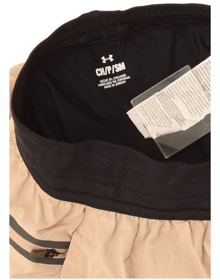 Nike Pantalones cortos deportivos para mujer UK 8 Small Beige Colorblock Poliéster