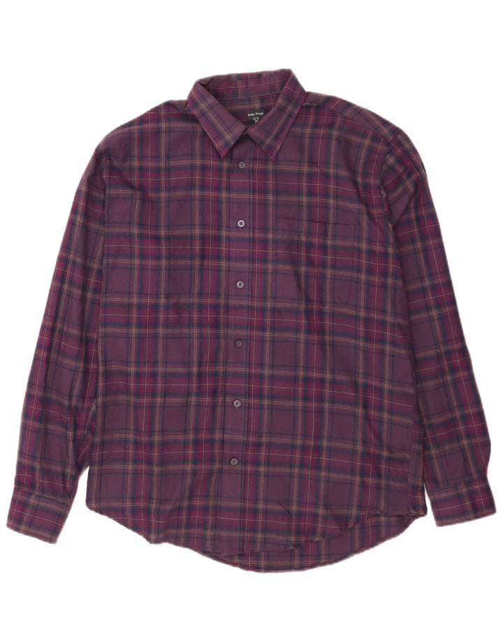 James Pringle Camisa de franela para hombre Poliéster a cuadros morado mediano