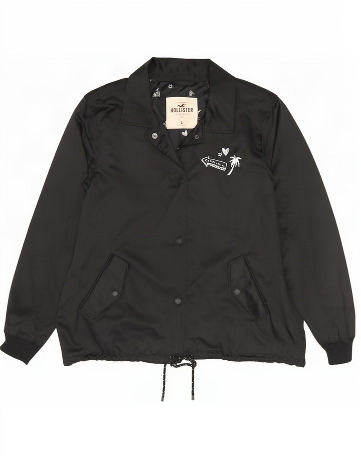 Hollister Chaqueta Bomber para Mujer UK 46 Grande Poliéster Negro