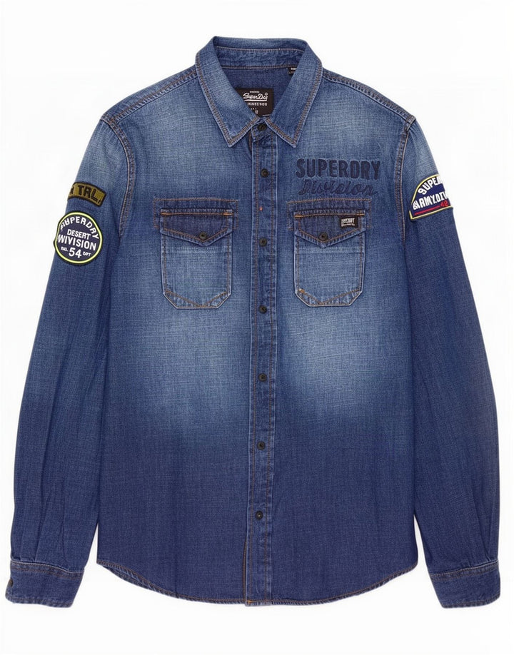 Superdry Camisa Vaquera De Algodón Azul Pequeño Para Hombre