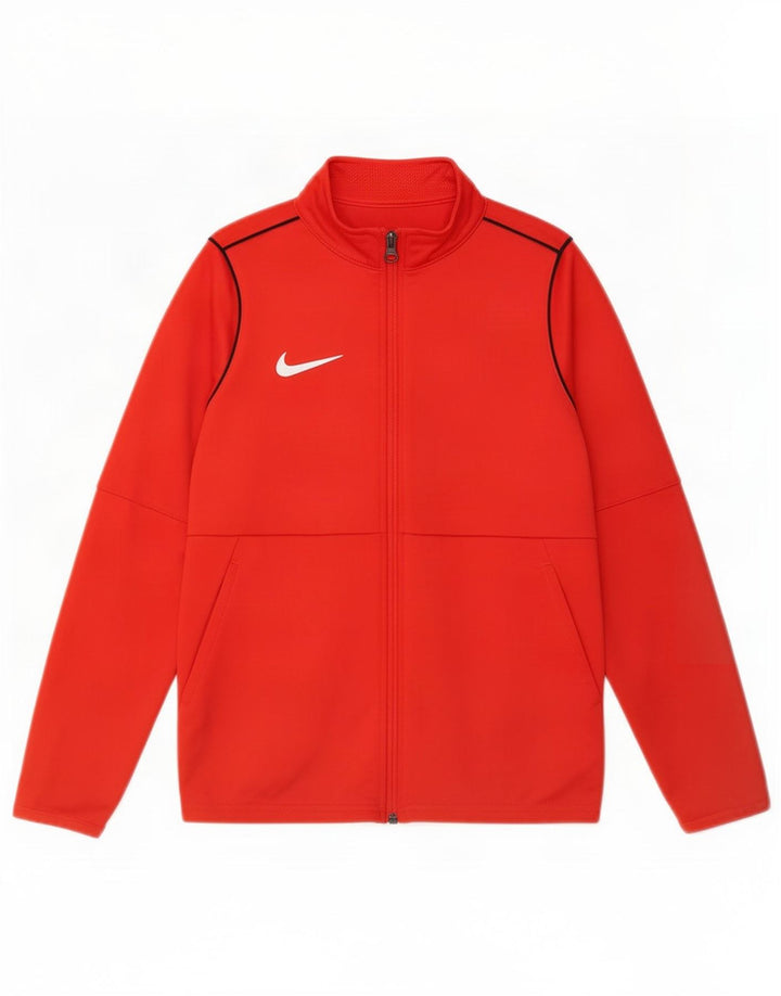 Nike Boys Dri Fit Tracksuit Top Jacket 10-11 Years Medium Red Polyester