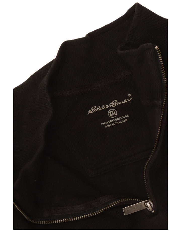 EDDIE BAUER Sudadera Hombre con Cremallera y Cuello Jersey XL Algodón Negro