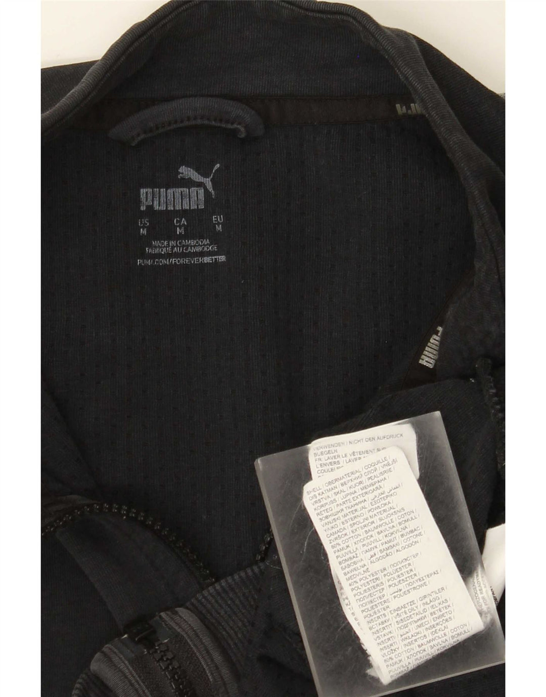 Puma Chaqueta de chándal para hombre de algodón color block en color negro mediano