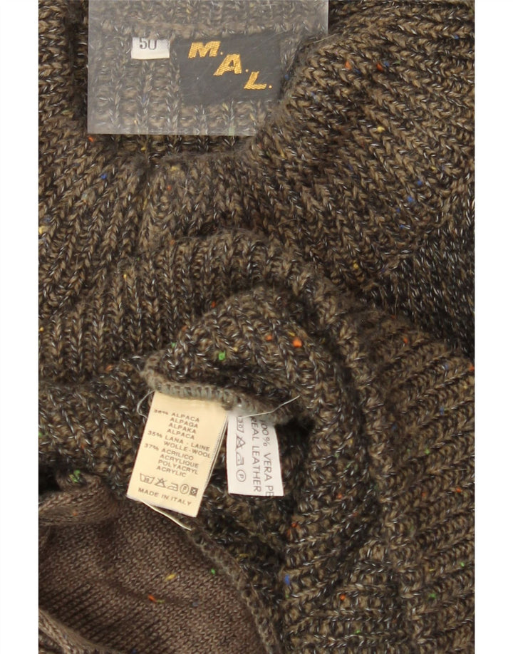 VINTAGE Suéter tipo cárdigan de corte holgado para hombre IT 50 Medium Khaki Flecked