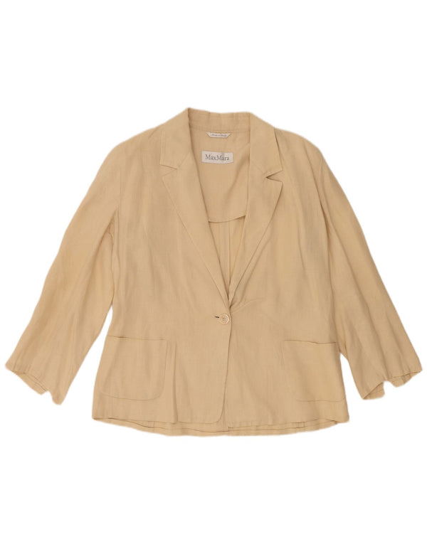 Max Mara Chaqueta tipo blazer con 1 botón para mujer UK 46 Large Beige