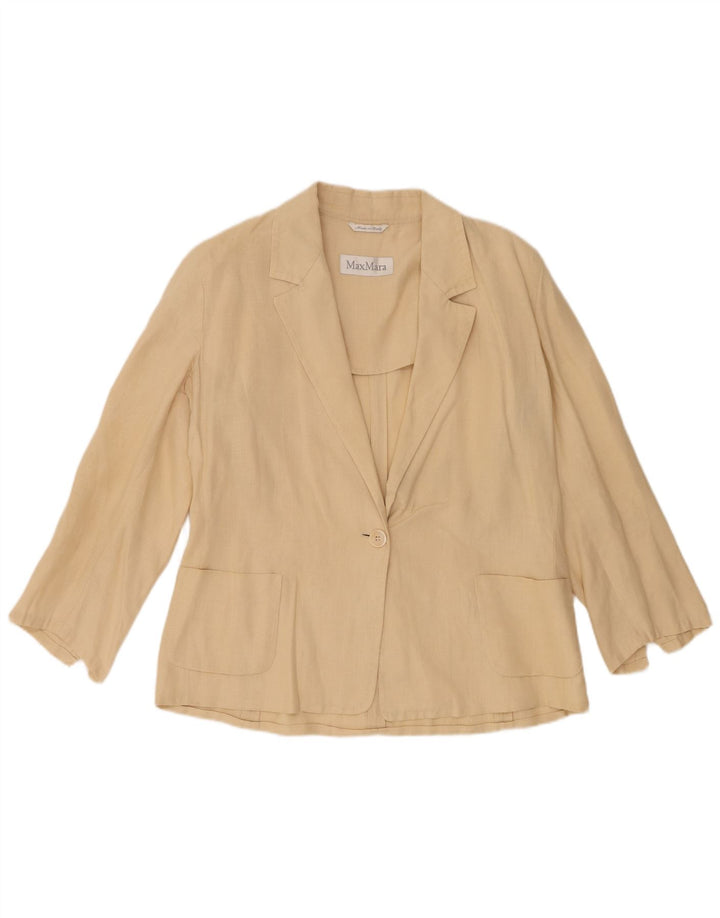 Max Mara Chaqueta tipo blazer con 1 botón para mujer UK 46 Large Beige