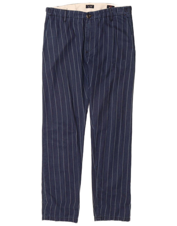 Armani - Pantalón chino para hombre IT 48 Medium W34 L32 Azul marino a rayas