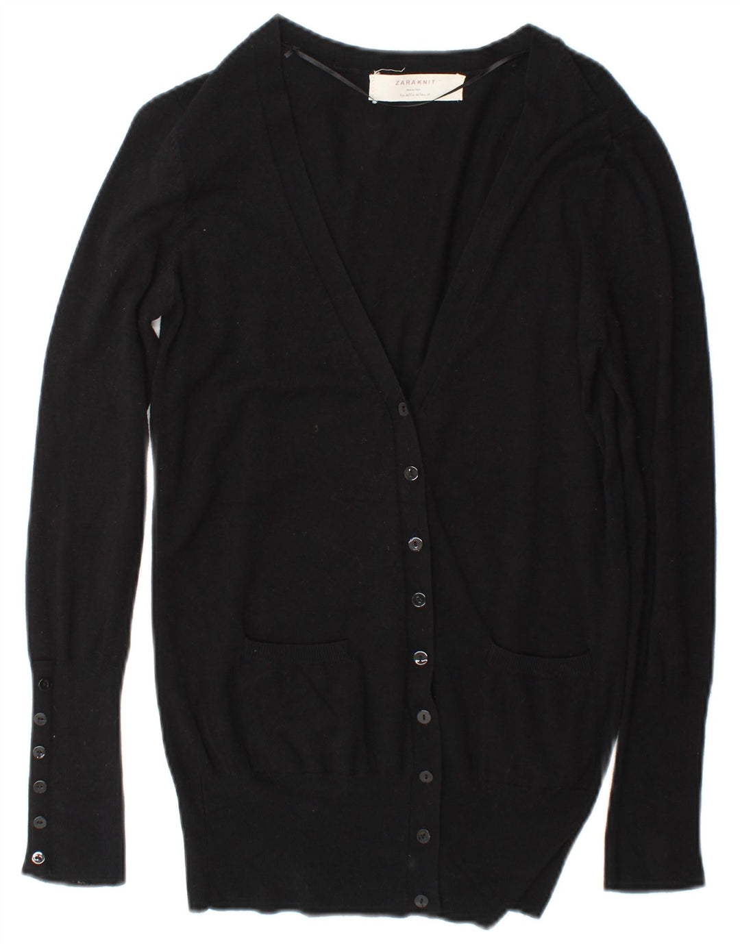 Zara Mujer Cárdigan Suéter UK 44 Mediano Rayón Negro
