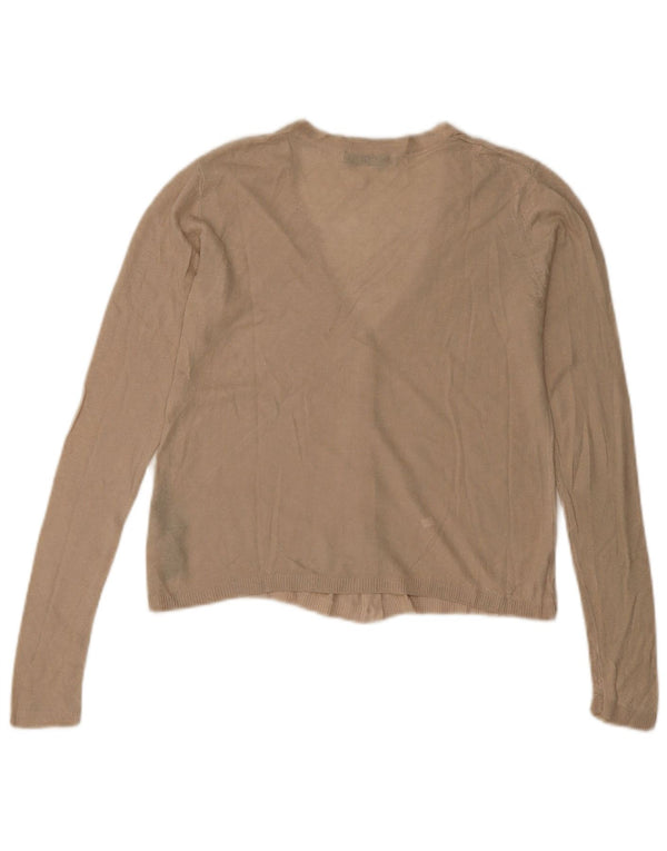 Zara Mujer Crop Cardigan Top UK 10 Small Viscosa Beige