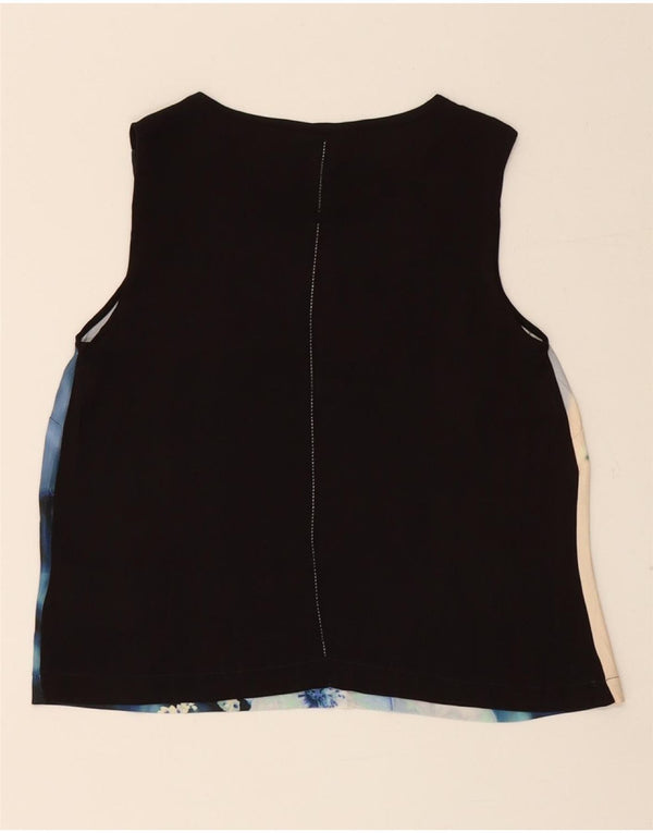 CALVIN KLEIN Blusa corta para mujer UK 10 Small Azul marino Floral