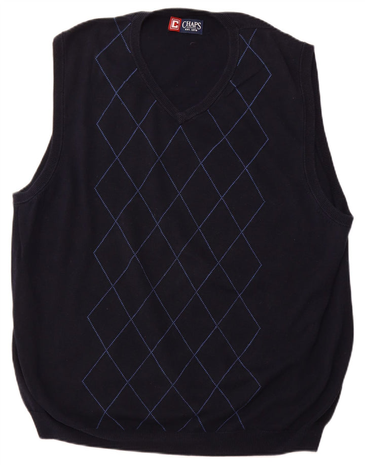 CHAPS Chaleco para hombre Camiseta sin mangas XL Azul marino Argyle/Diamond Algodón