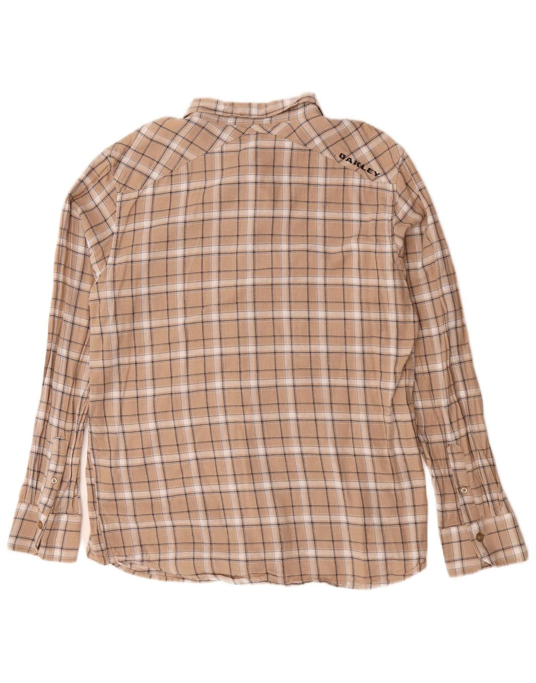 Camisa de franela Oakley para hombre de algodón a cuadros beige grande