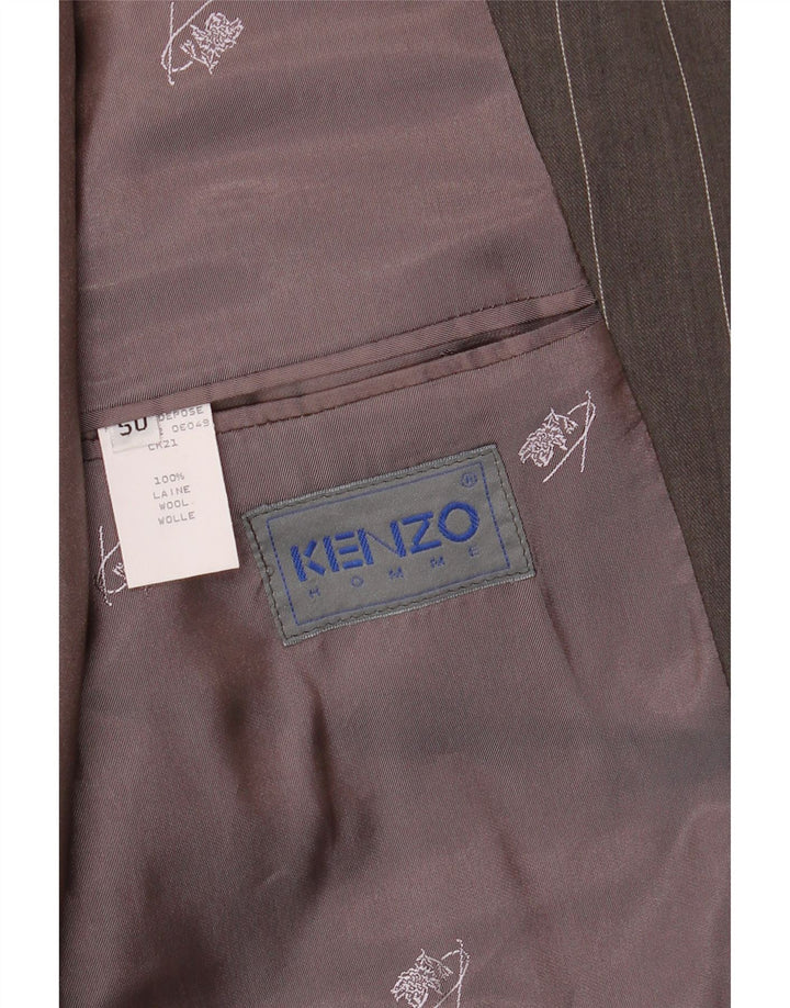 KENZO Chaqueta tipo blazer de 3 botones para hombre IT 50 Large Lana gris a rayas