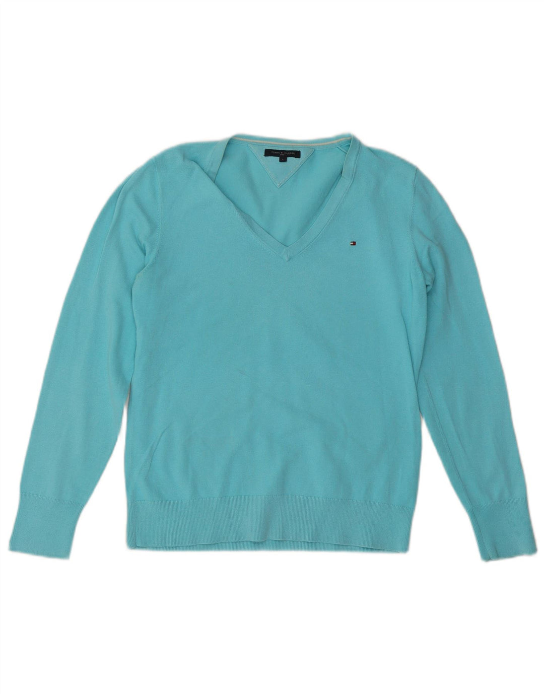 TOMMY HILFIGER Jersey con cuello en V para mujer UK 44 Algodón azul grande