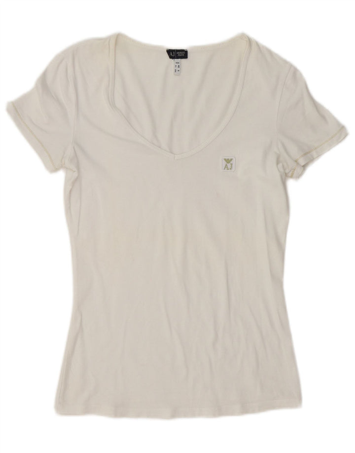 Armani Jeans Camiseta Mujer Top EU 40 Medium Blanco