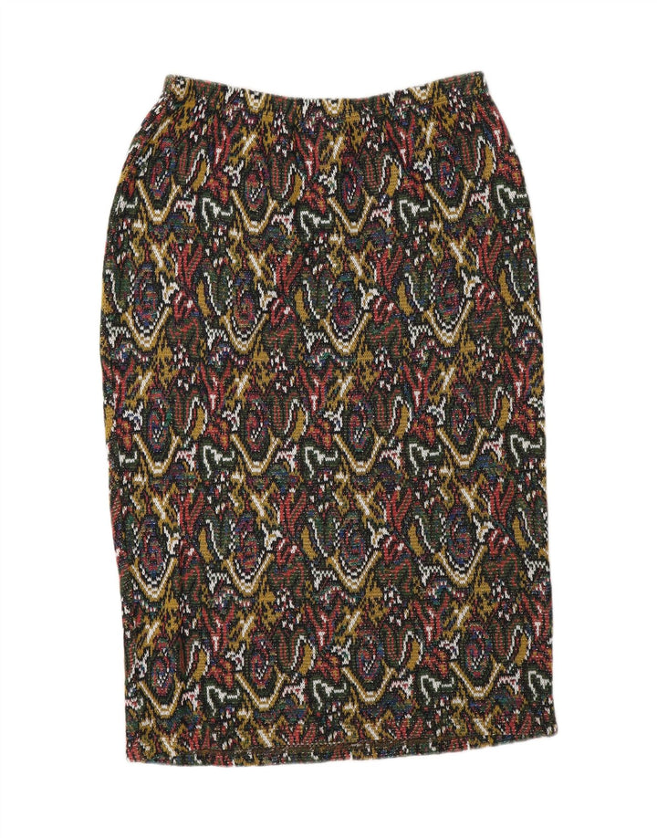 VINTAGE Womens Abstract Pattern Midi Skirt Large W32 Multicoloured Cotton