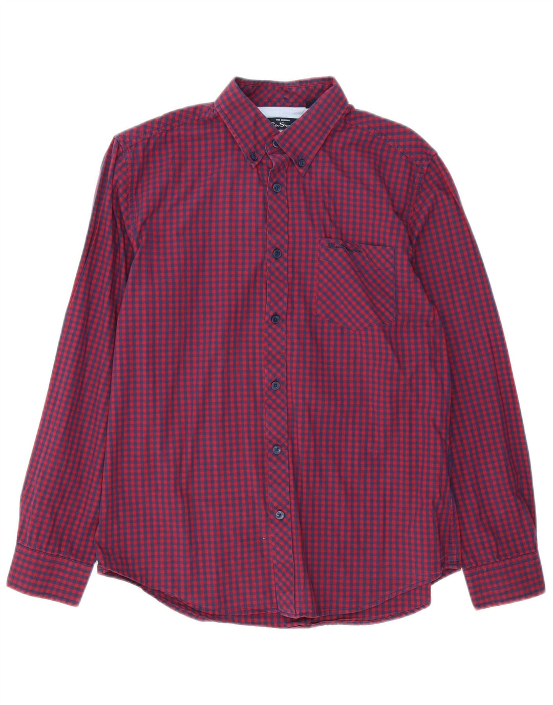 BEN SHERMAN Camisa de hombre de algodón a cuadros rojo mediano