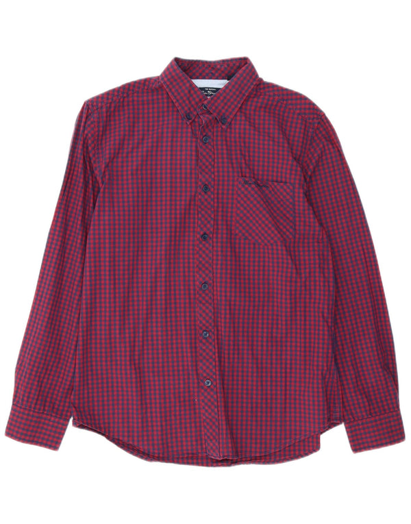 BEN SHERMAN Camisa de hombre de algodón a cuadros rojo mediano