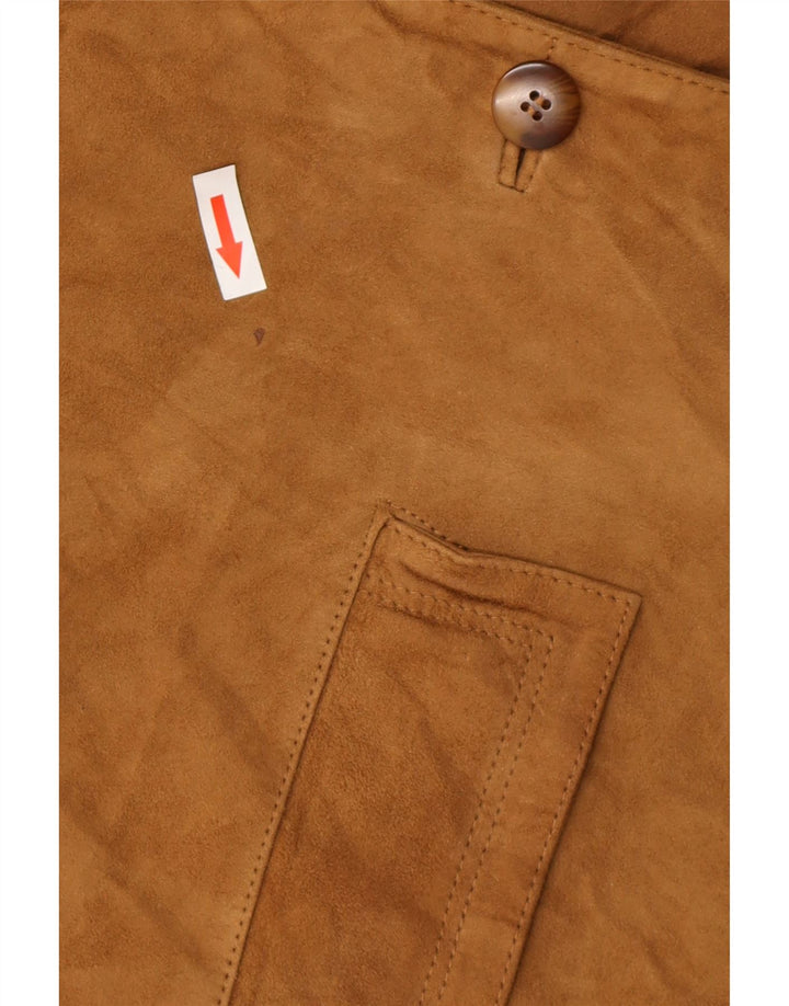 VINTAGE Mujer Oversize 3 Botones Ante Blazer Chaqueta Reino Unido 10 Pequeño Beige