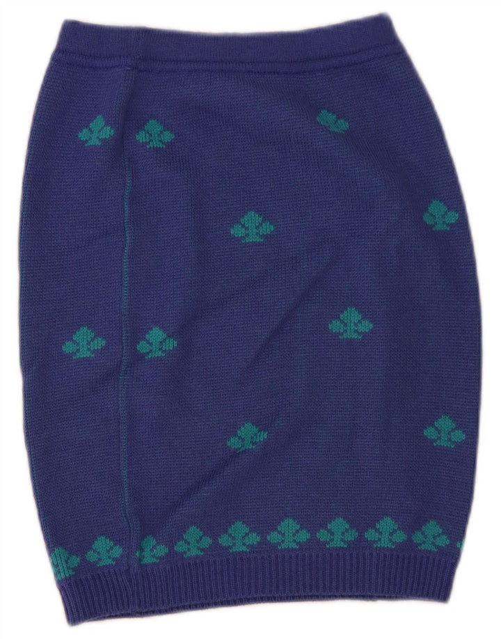 Stefanel Falda Lápiz De Punto Para Mujer W28 Lana Geométrica Azul Medio