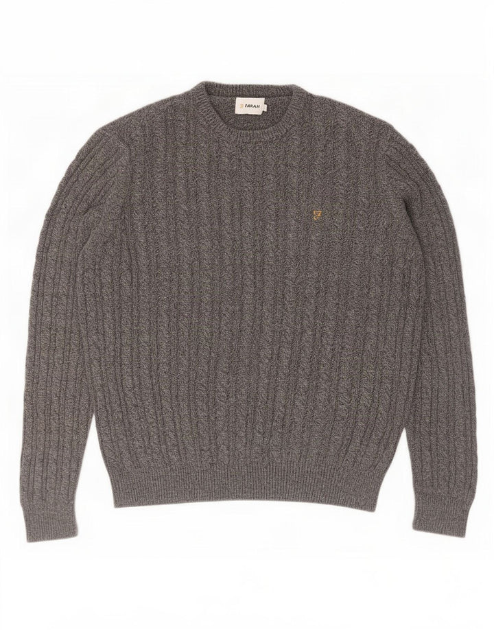 Farah Jersey De Cuello Redondo Para Hombre Jersey Grande De Algodón Gris