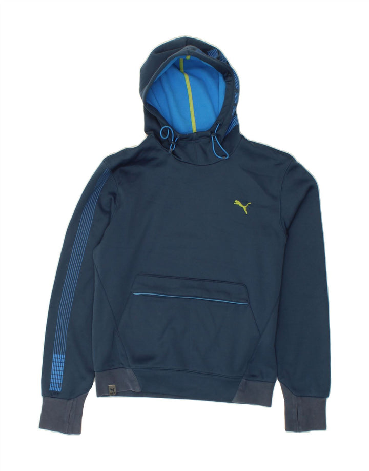 PUMA Mens Hoodie Jumper Small Blue Polyester Vintage Puma and Second-Hand Puma from Messina Hembry 