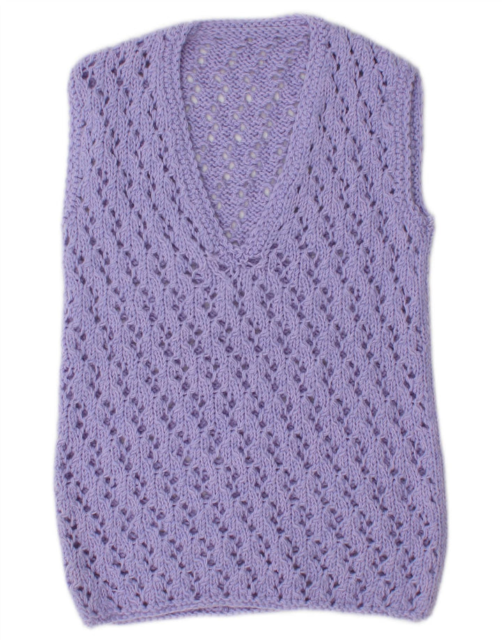 Vintage mujer chaleco camiseta sin mangas Reino Unido 12 medio púrpura