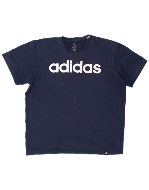 Adidas Mens Climalite Graphic Camiseta Top Grande Azul Marino Algodón