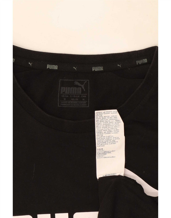 Puma Camiseta gráfica para hombre Top Medium Black Cotton