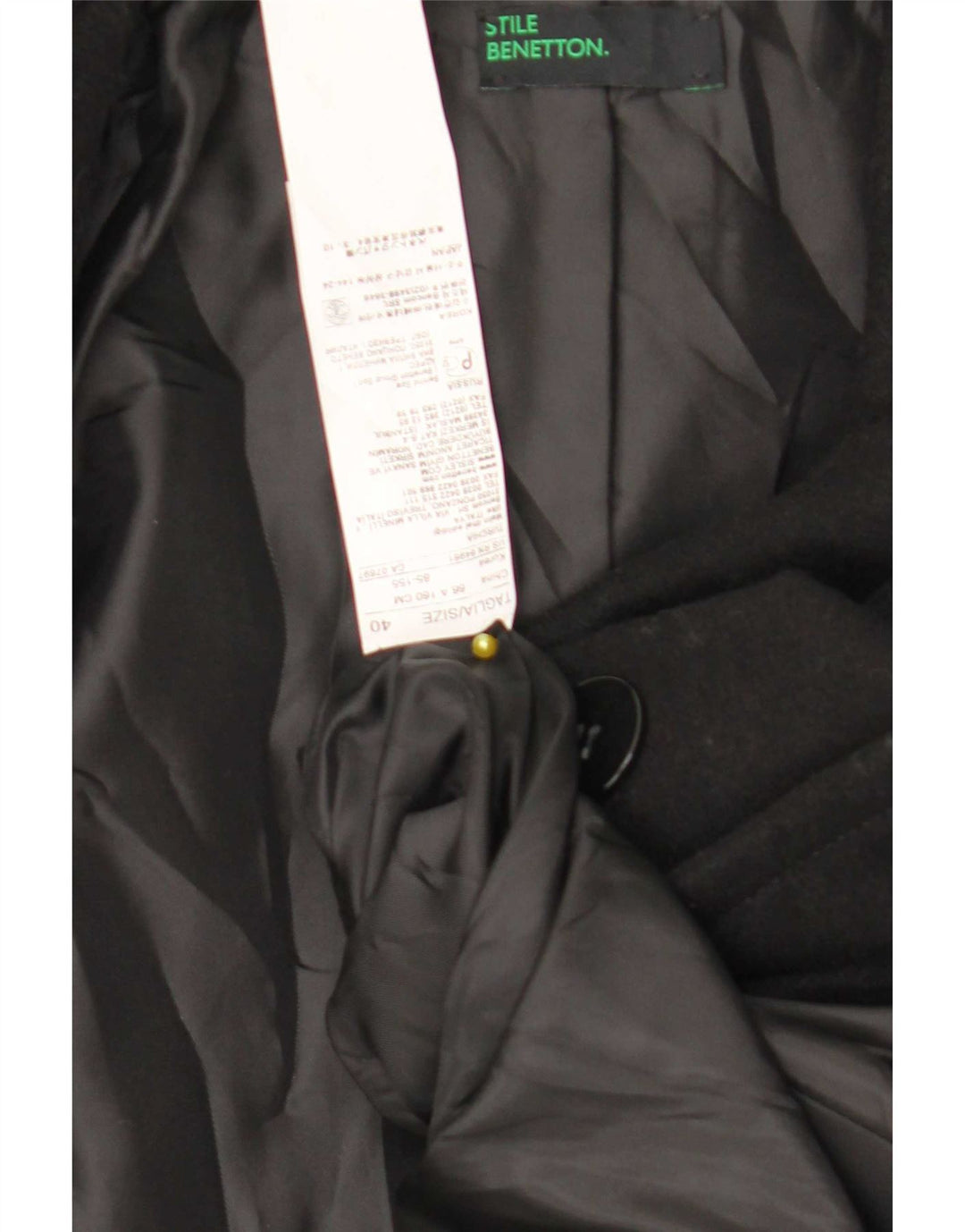 Abrigo Mujer Benetton IT 40 Small Lana Negro
