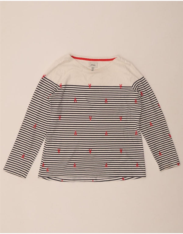 JOULES Top Mujer Manga Larga UK 44 Grande Blanco Rayas