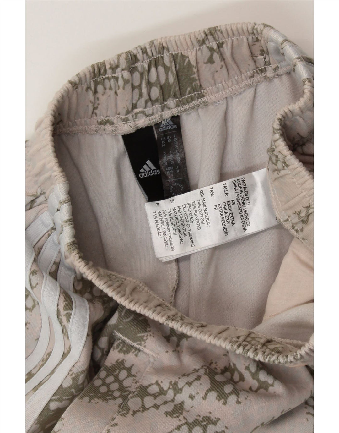 ADIDAS Pantalones de chándal para mujer UK 4/6 XS Beige Camuflaje Algodón