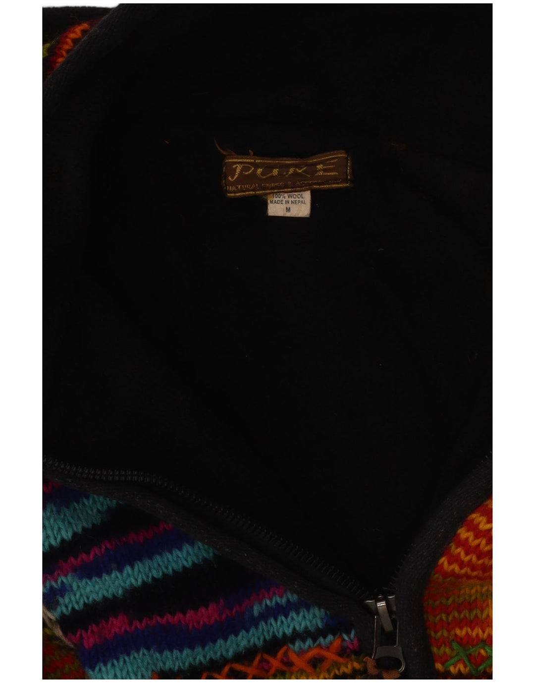 VINTAGE suéter cárdigan con capucha para mujer Reino Unido 12 rayas multicolores medianas